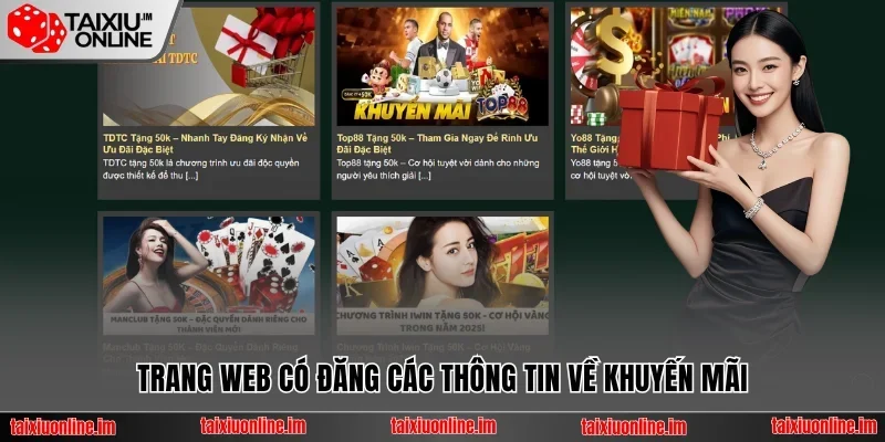 Trang web có đăng các thông tin về khuyến mãi